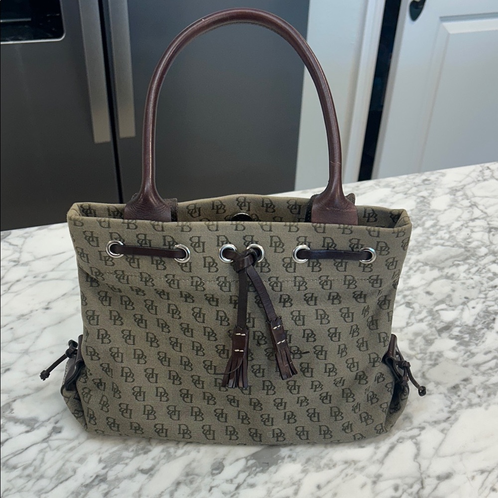 Dooney & Bourke Vintage Green and Brown Small Tote Bag